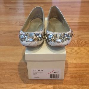 Denisse Coach Gold Jeweled Canvas Shoes in 8M